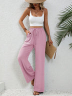 Stephanie | Women's Wide Leg Drawstring Trousers – Casual Fit with Pockets