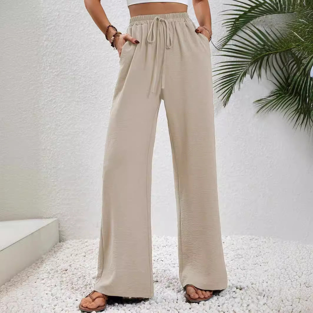 Stephanie | Women's Wide Leg Drawstring Trousers – Casual Fit with Pockets