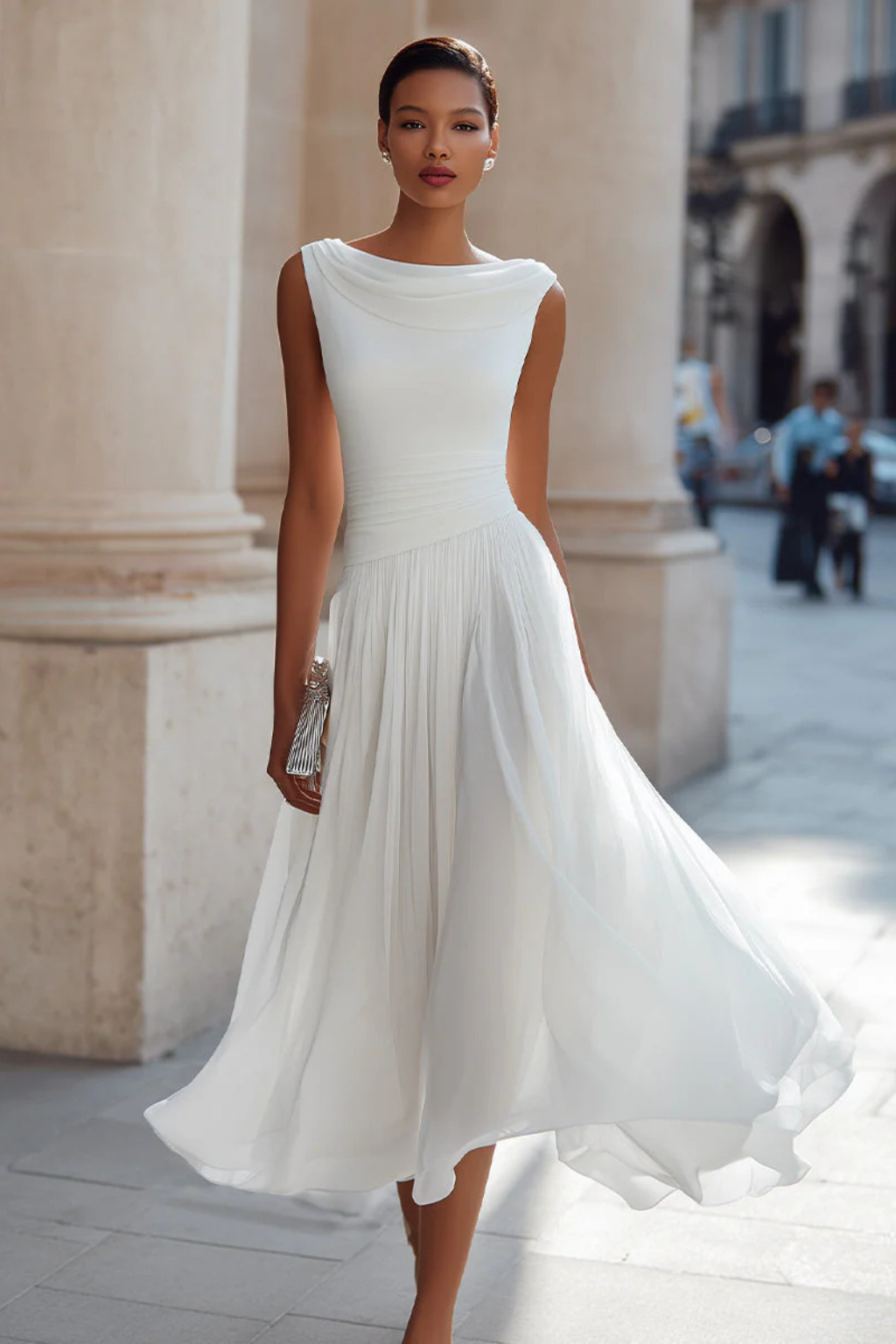 Pleated Midi Dress - Elegant Occasion Silhouette