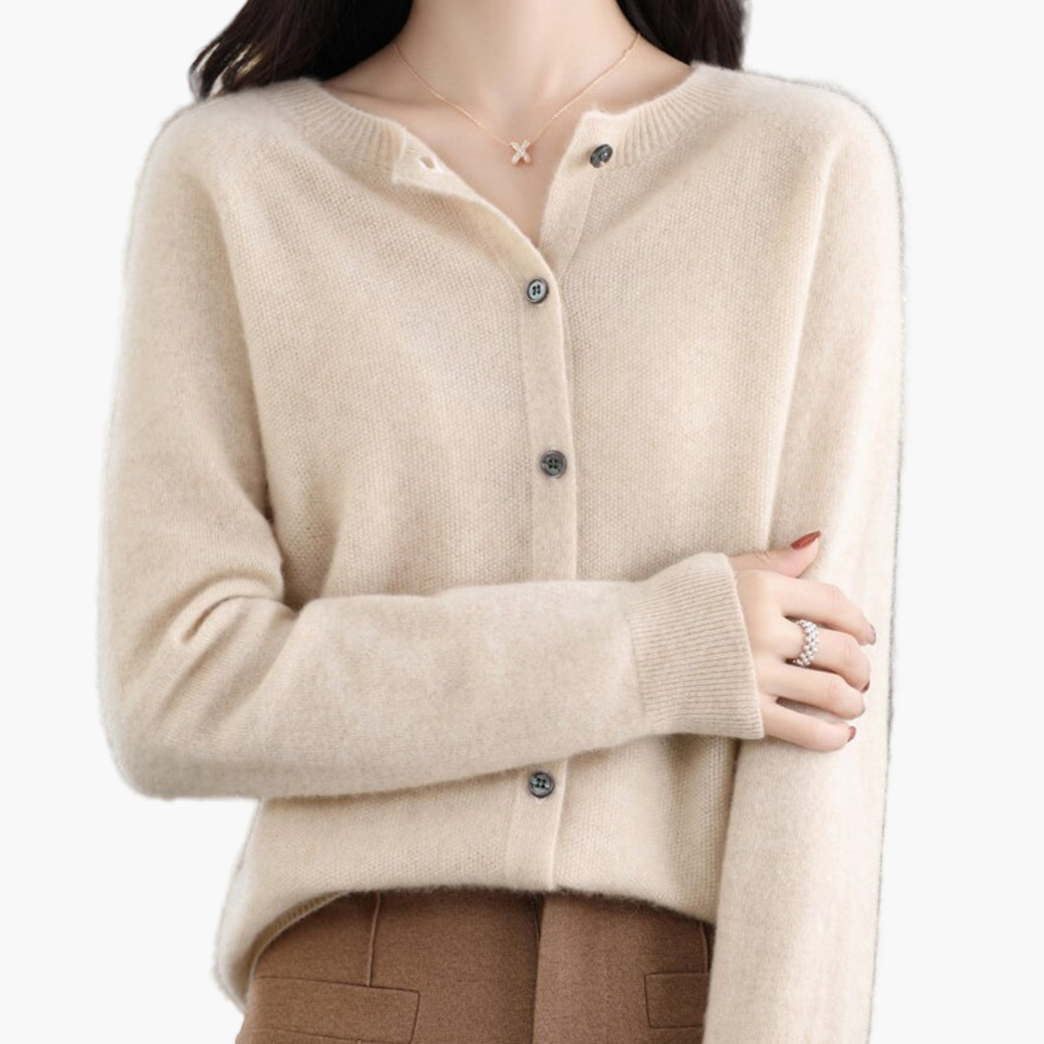 Camille | Women's Round Neck Knitted Cardigan – Classic Office & Everyday Style