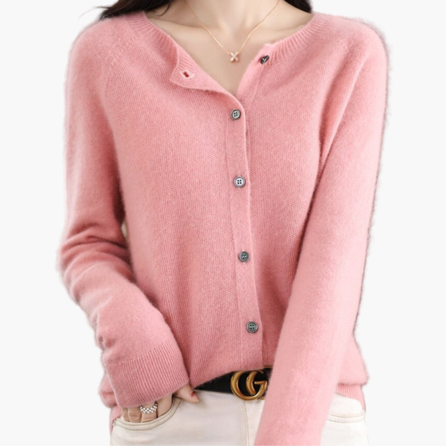 Camille | Women's Round Neck Knitted Cardigan – Classic Office & Everyday Style