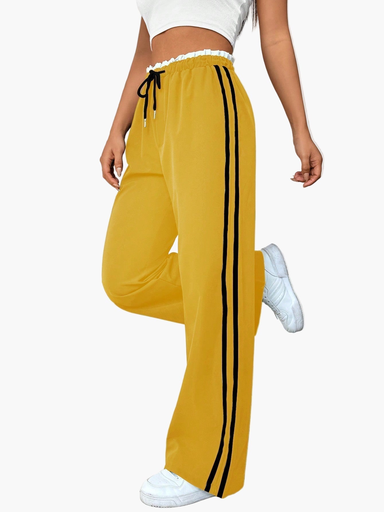 Keira | Women's Side Stripe Wide Leg Trousers – Sporty Casual Streetwear