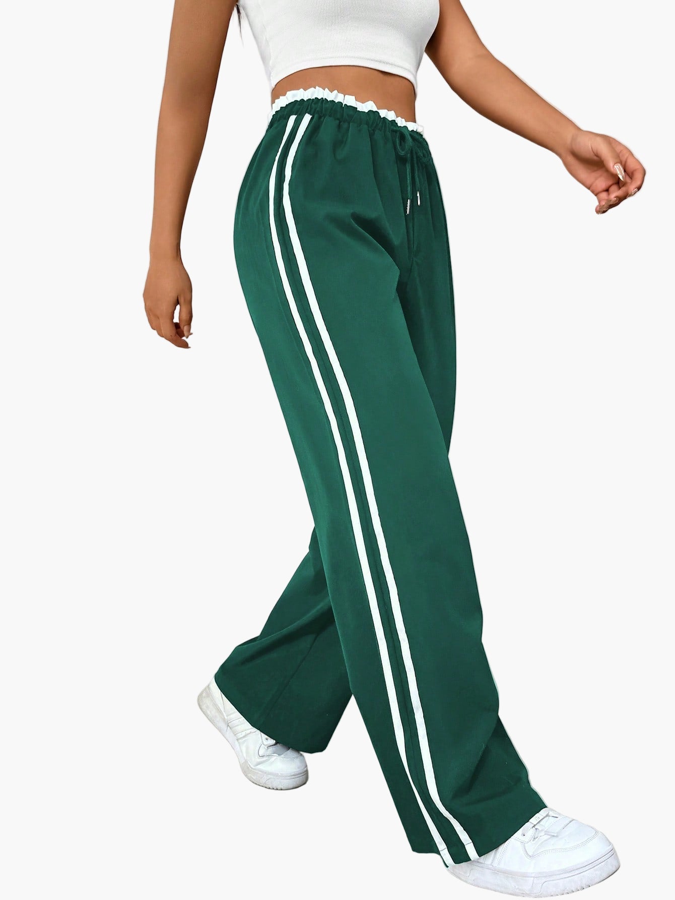 Keira | Women's Side Stripe Wide Leg Trousers – Sporty Casual Streetwear