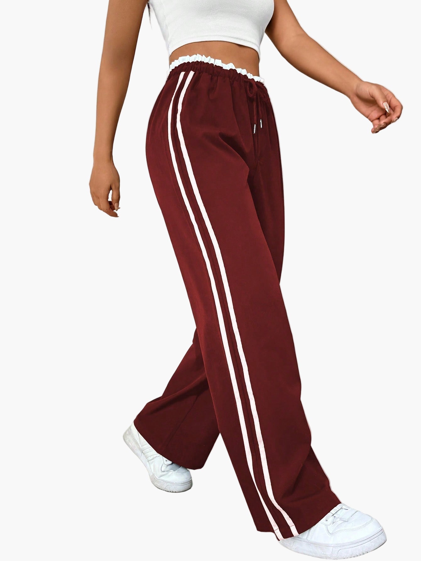 Keira | Women's Side Stripe Wide Leg Trousers – Sporty Casual Streetwear