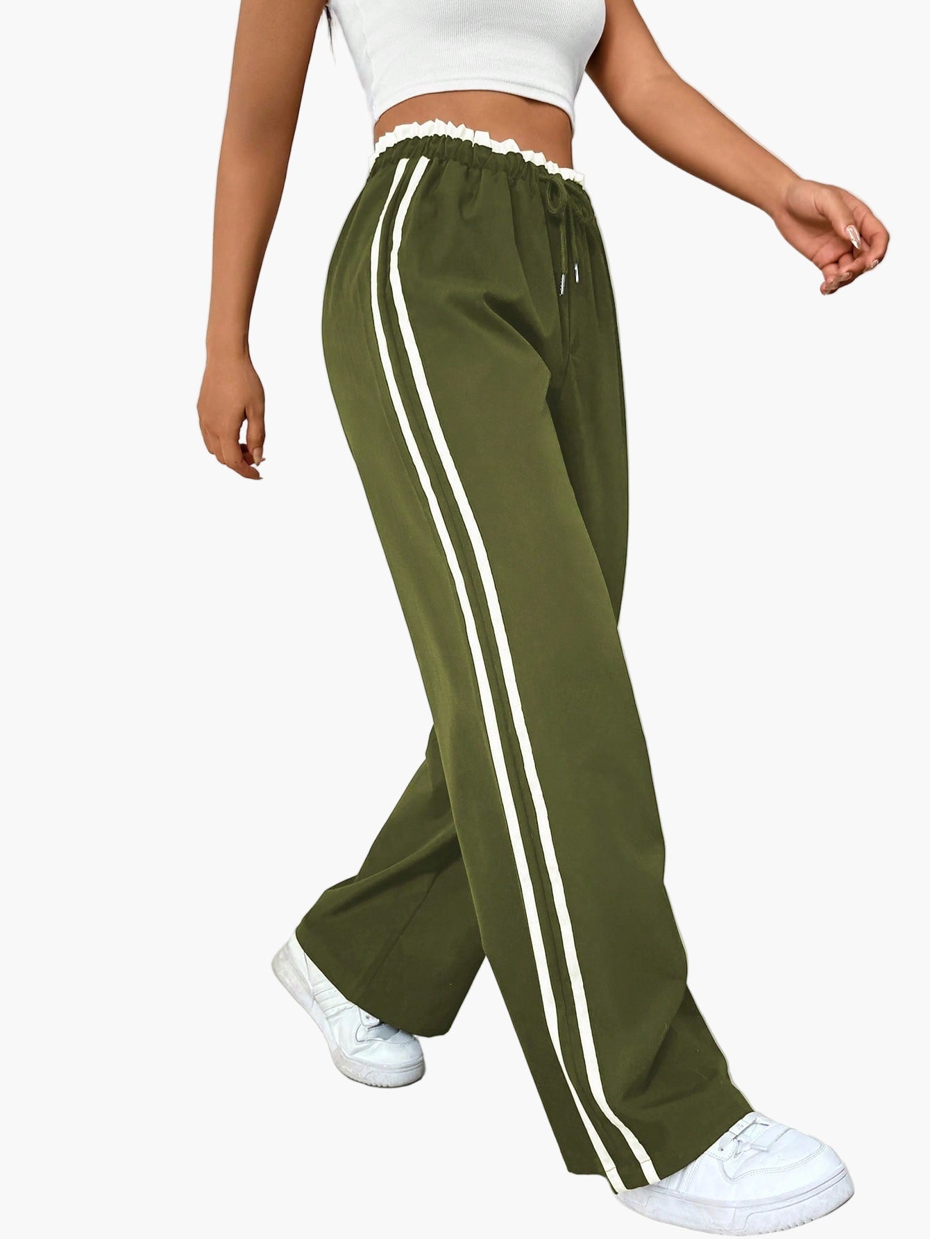 Keira | Women's Side Stripe Wide Leg Trousers – Sporty Casual Streetwear
