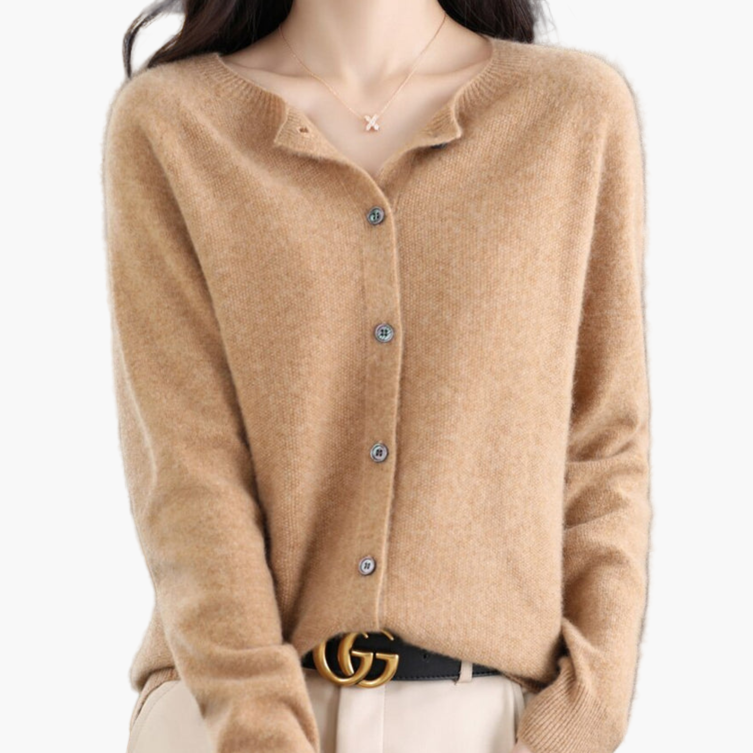 Camille | Women's Round Neck Knitted Cardigan – Classic Office & Everyday Style