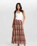 Check Tiered Maxi Skirt - Sheer Flowing A-Line Silhouette for Effortless Styling