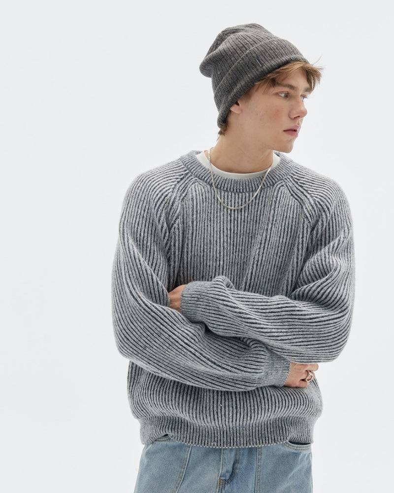 Ribbed Mélange Knit Crewneck Sweater – Soft Classic