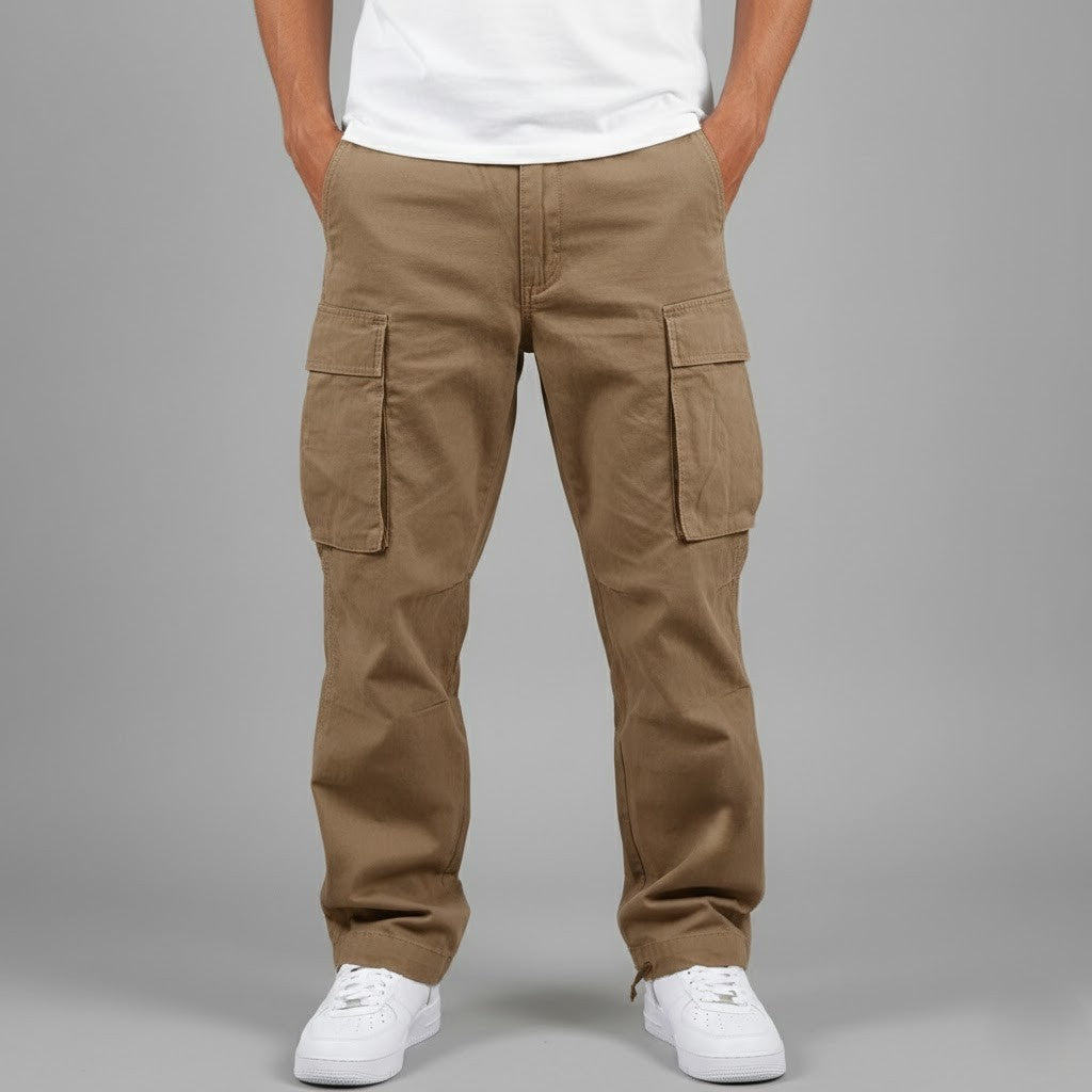 Men’s Relaxed Cargo Pants with Side Pockets Streetwear