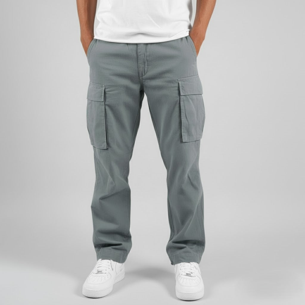 Men’s Relaxed Cargo Pants with Side Pockets Streetwear