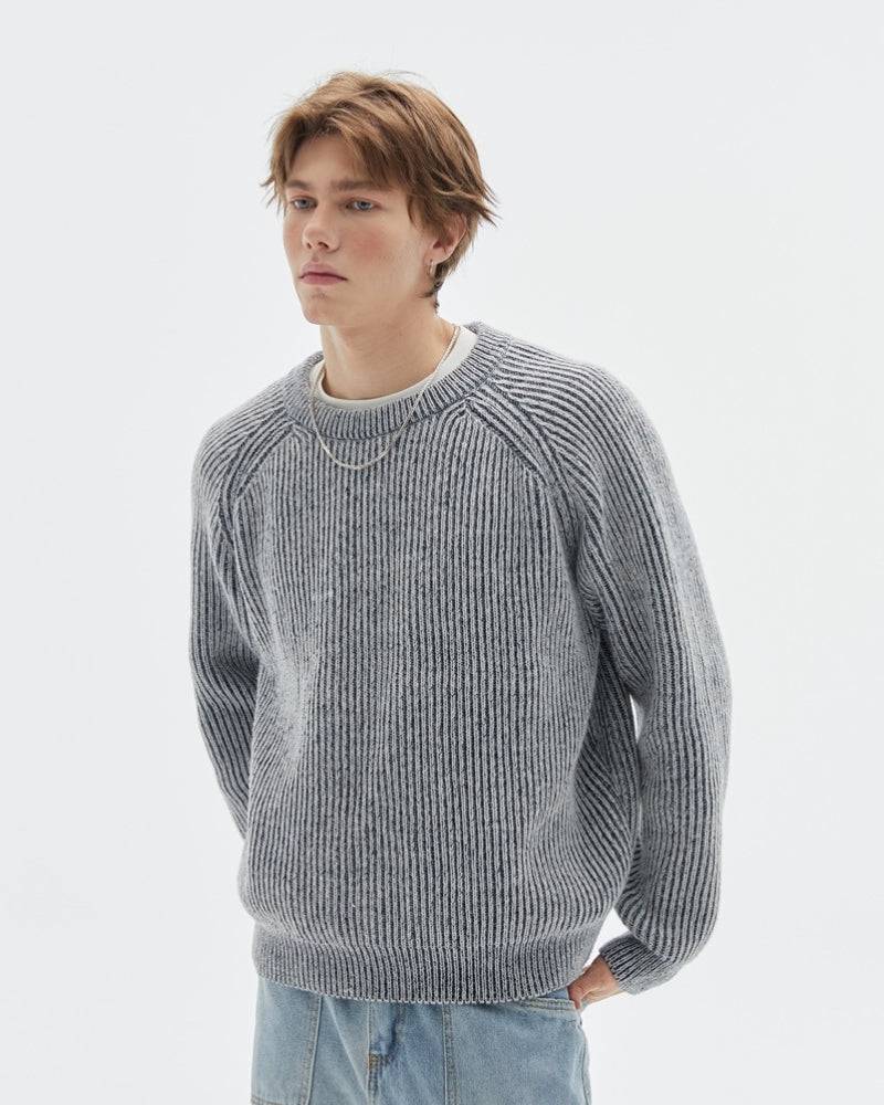 Ribbed Mélange Knit Crewneck Sweater – Soft Classic