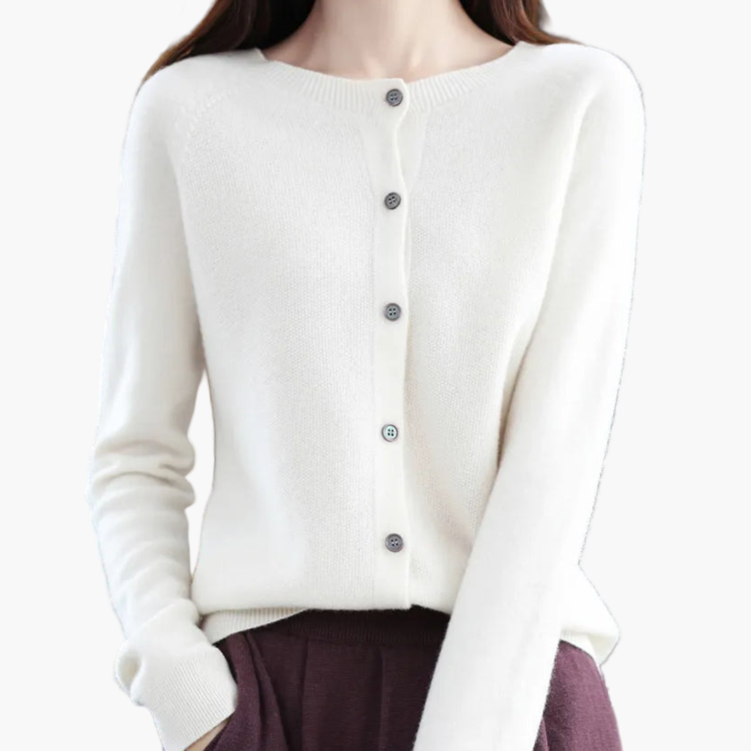 Camille | Women's Round Neck Knitted Cardigan – Classic Office & Everyday Style