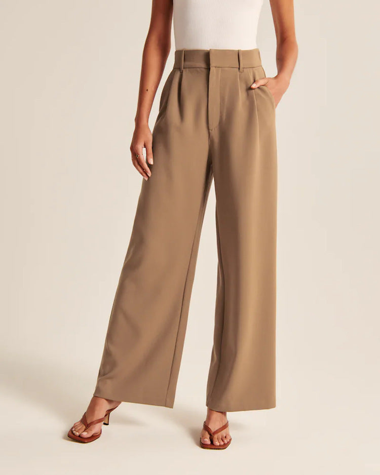 Kate | Women's High Waisted Wide Leg Trousers – With Practical Pockets