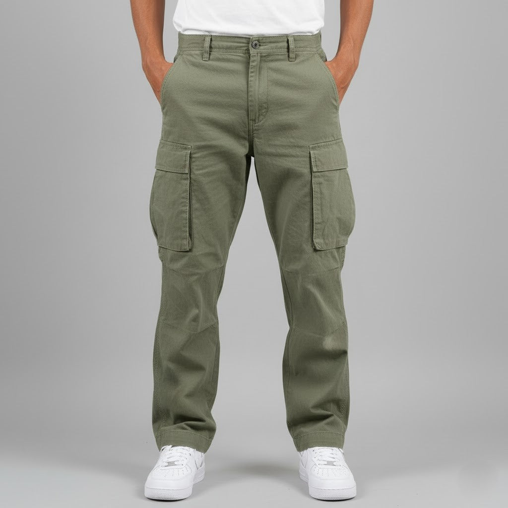 Men’s Relaxed Cargo Pants with Side Pockets Streetwear