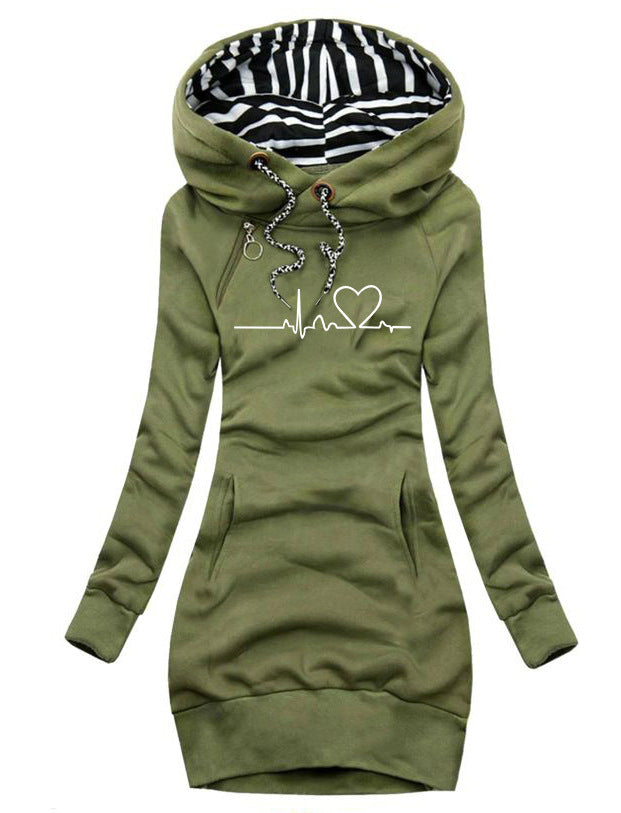 Janet | Women's Longline Hoodie with Heart Print – Cute Oversized Sweatshirt