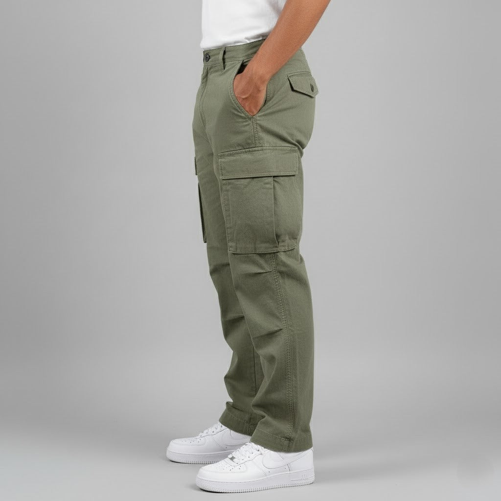 Men’s Relaxed Cargo Pants with Side Pockets Streetwear