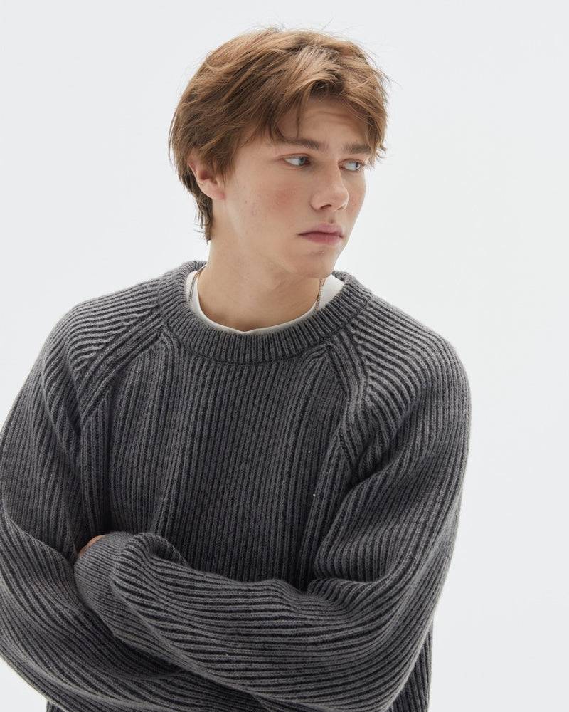 Ribbed Mélange Knit Crewneck Sweater – Soft Classic