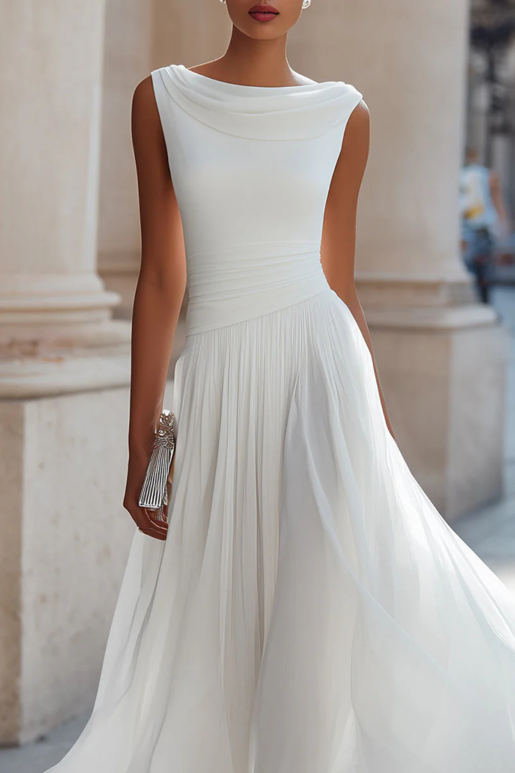 Pleated Midi Dress - Elegant Occasion Silhouette