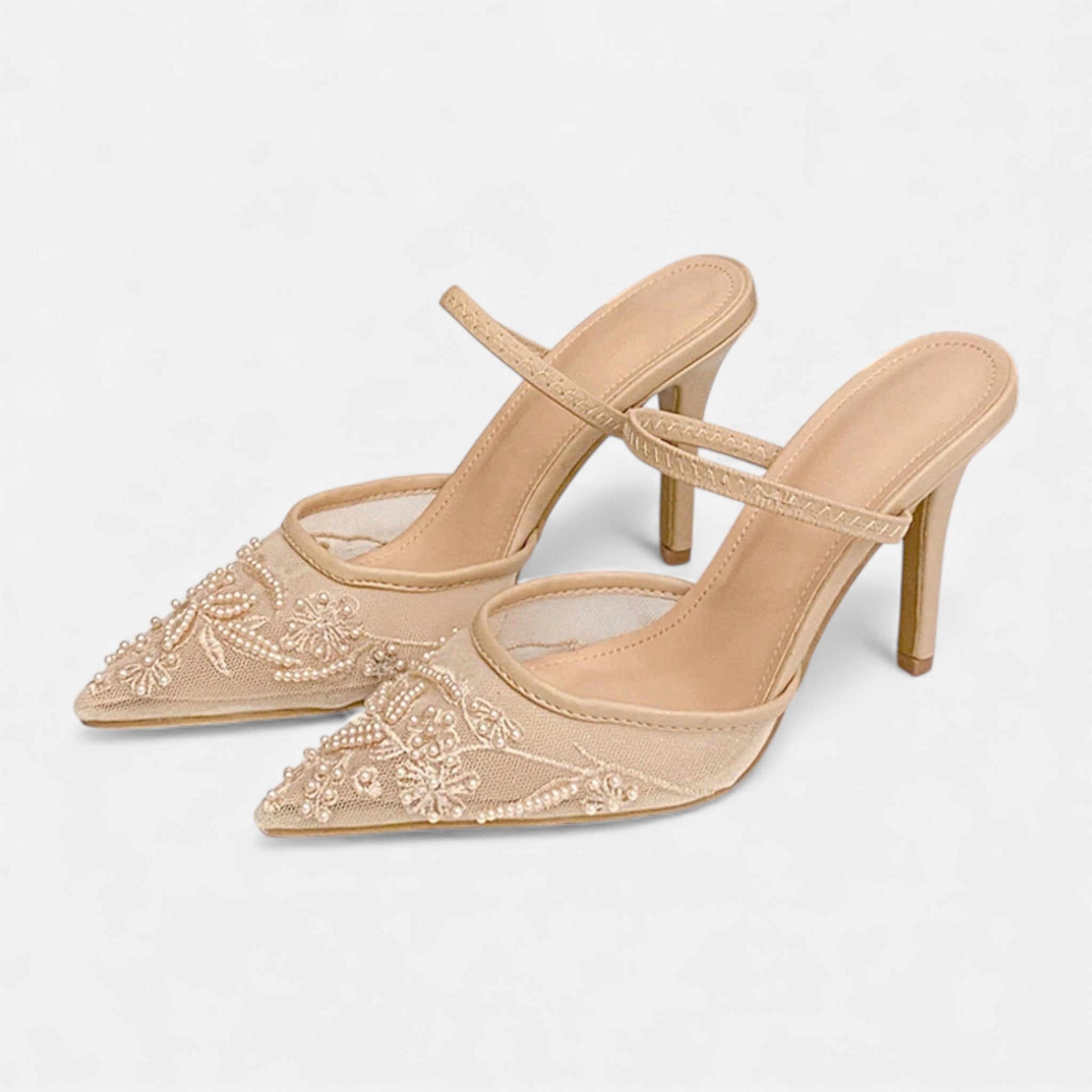 Women’s Embroidered Mesh Designer Heels