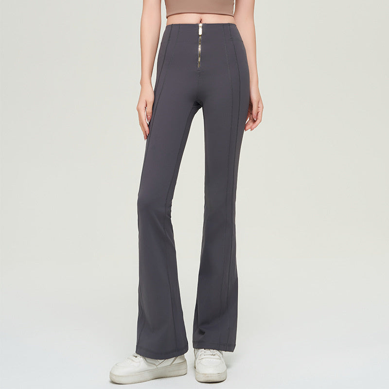 Charlotte | Women's Figure Enhancing Flared Trousers – Zip Fastening