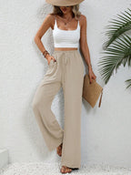 Stephanie | Women's Wide Leg Drawstring Trousers – Casual Fit with Pockets