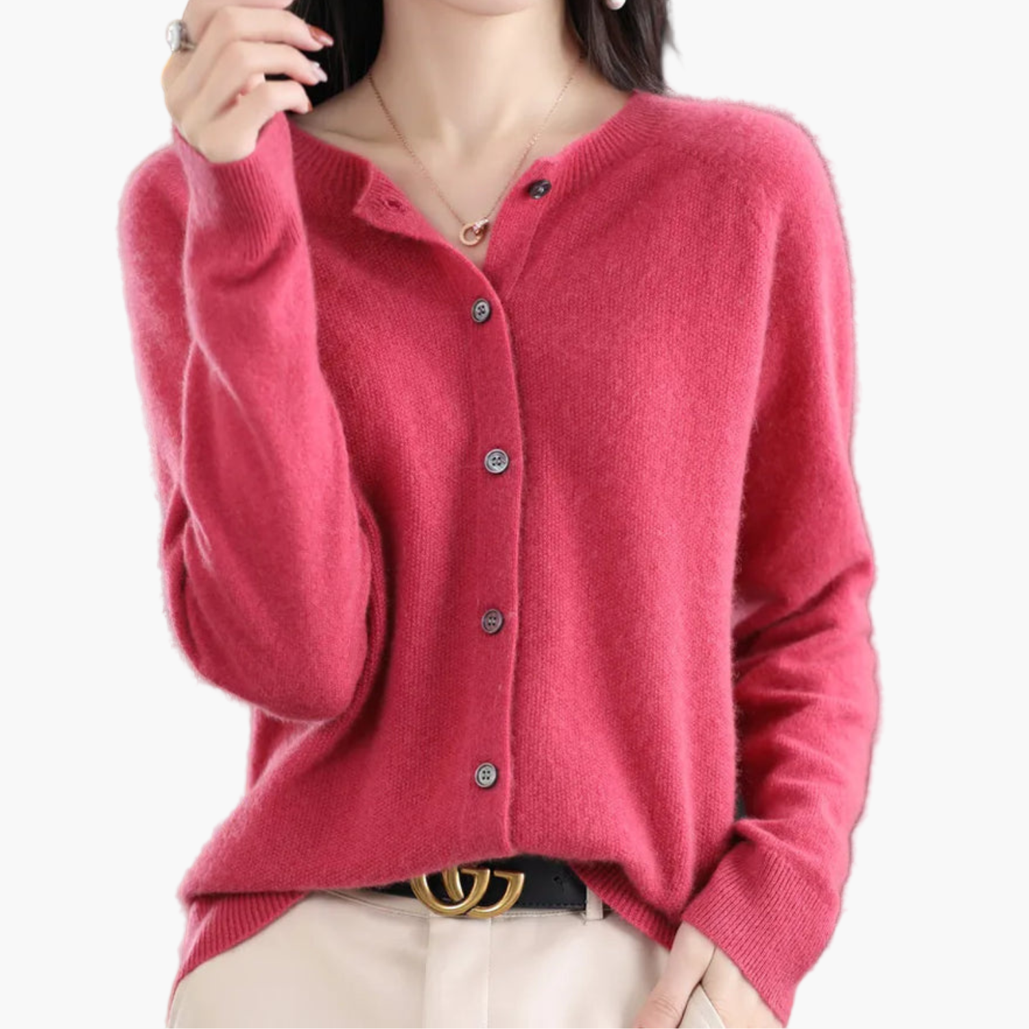 Camille | Women's Round Neck Knitted Cardigan – Classic Office & Everyday Style