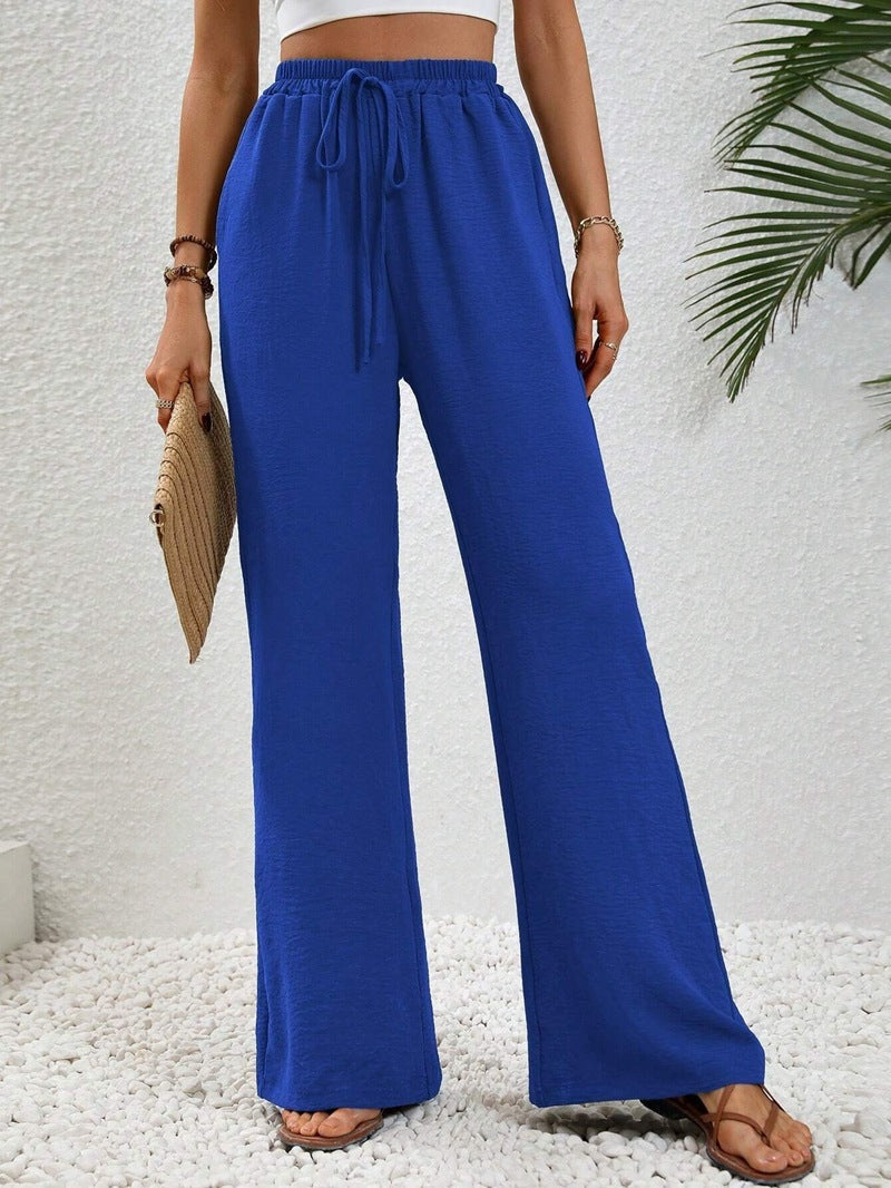 Stephanie | Women's Wide Leg Drawstring Trousers – Casual Fit with Pockets