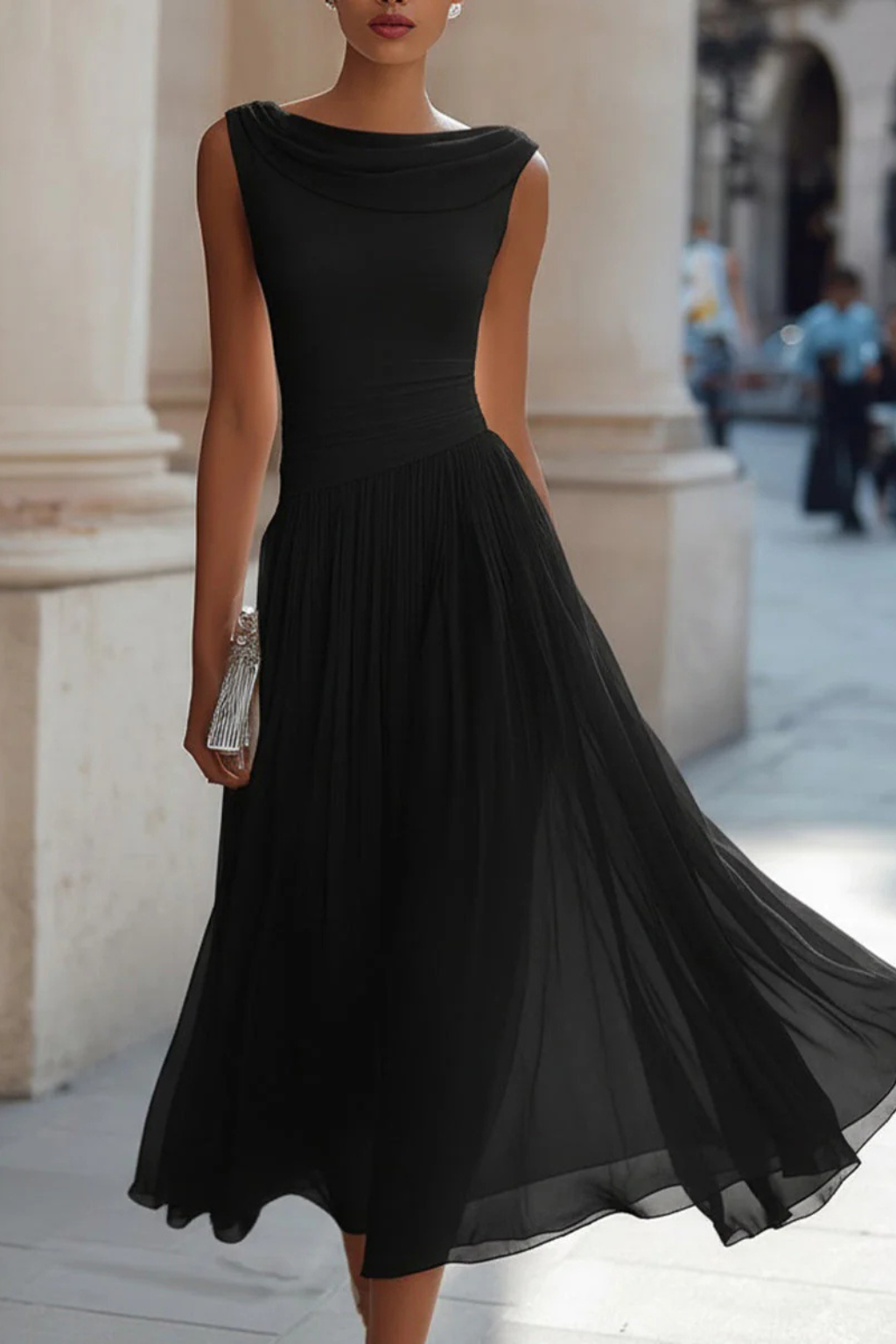 Pleated Midi Dress - Elegant Occasion Silhouette