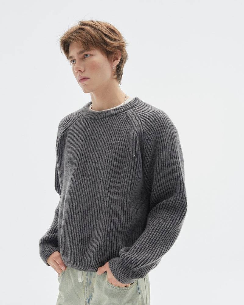 Ribbed Mélange Knit Crewneck Sweater – Soft Classic