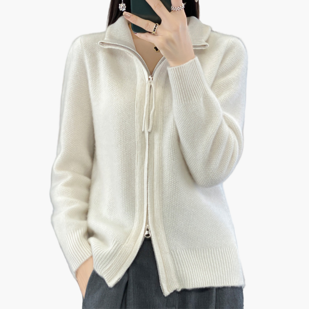 Victoria | Women's Zip-Up Cardigan – Elegant Office & Everyday Knit