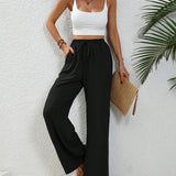Stephanie | Women's Wide Leg Drawstring Trousers – Casual Fit with Pockets