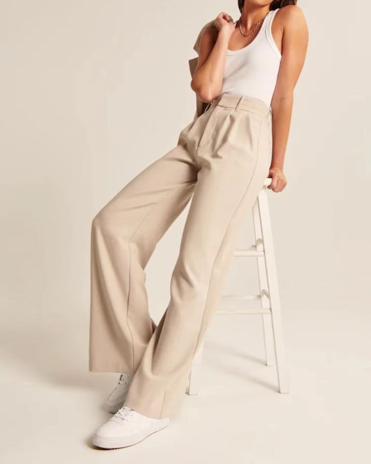 Kate | Women's High Waisted Wide Leg Trousers – With Practical Pockets