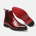 Men's Chelsea Boots Polished Black with Red Sole