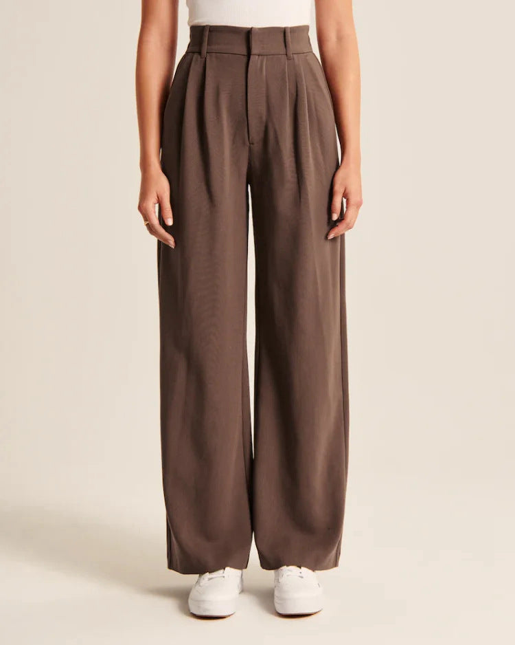 Kate | Women's High Waisted Wide Leg Trousers – With Practical Pockets