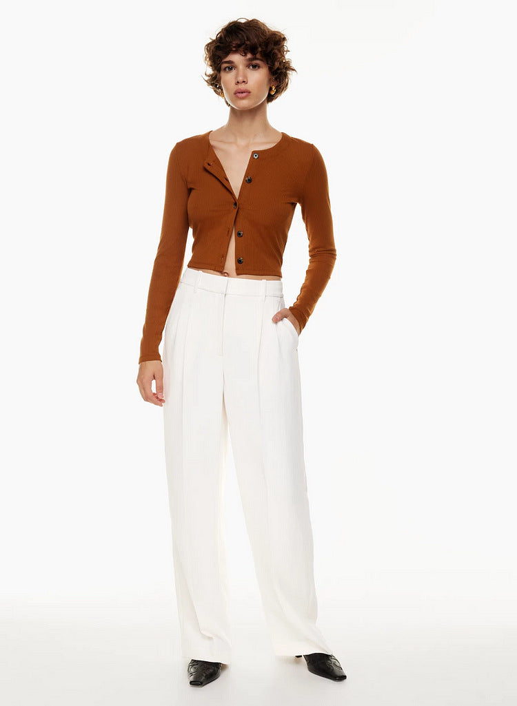 Kate | Women's High Waisted Wide Leg Trousers – With Practical Pockets