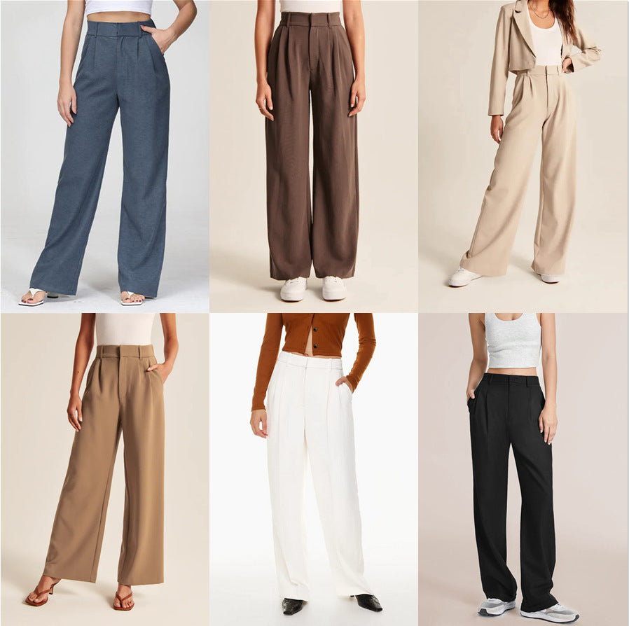 Kate | Women's High Waisted Wide Leg Trousers – With Practical Pockets