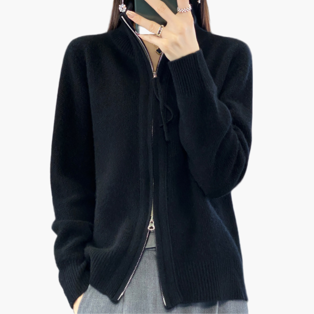 Victoria | Women's Zip-Up Cardigan – Elegant Office & Everyday Knit
