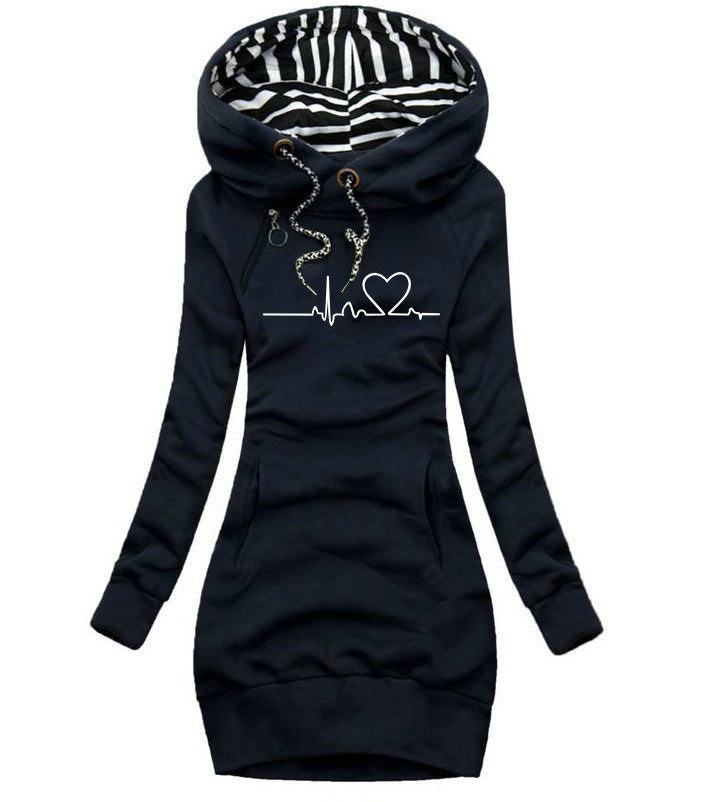Janet | Women's Longline Hoodie with Heart Print – Cute Oversized Sweatshirt