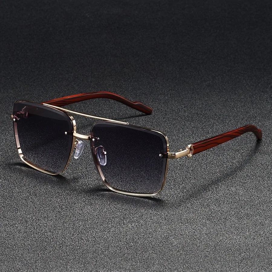 Frameless Square Sunglasses - Lightweight Contemporary Fit Minimalist Square Sunglasses for Travel and Everyday Wear