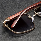 Frameless Square Sunglasses - Lightweight Contemporary Fit Minimalist Square Sunglasses for Travel and Everyday Wear