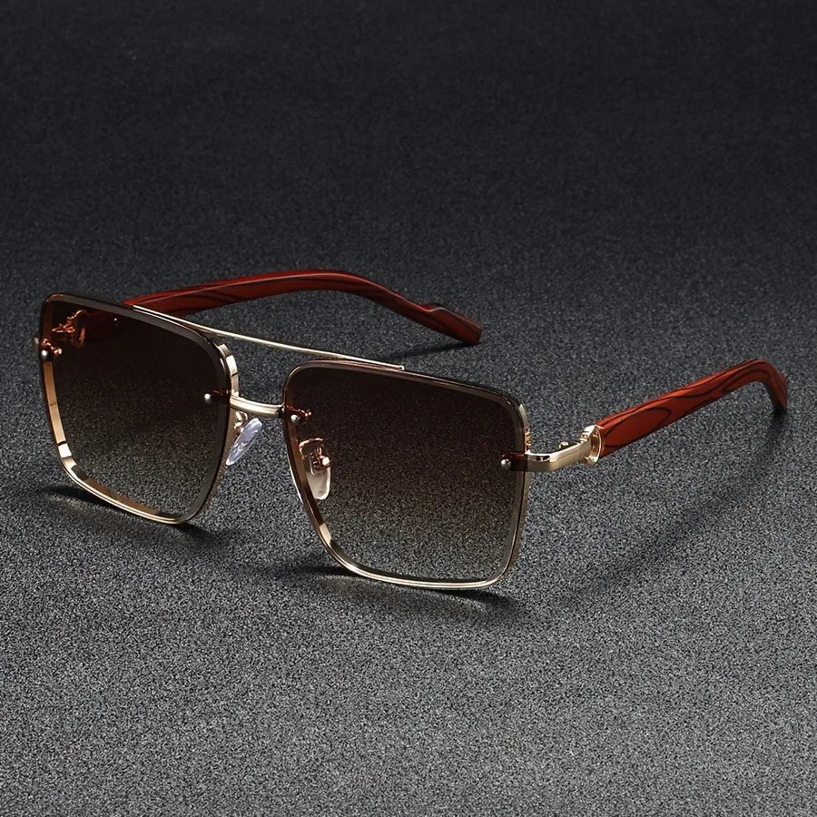 Frameless Square Sunglasses - Lightweight Contemporary Fit Minimalist Square Sunglasses for Travel and Everyday Wear