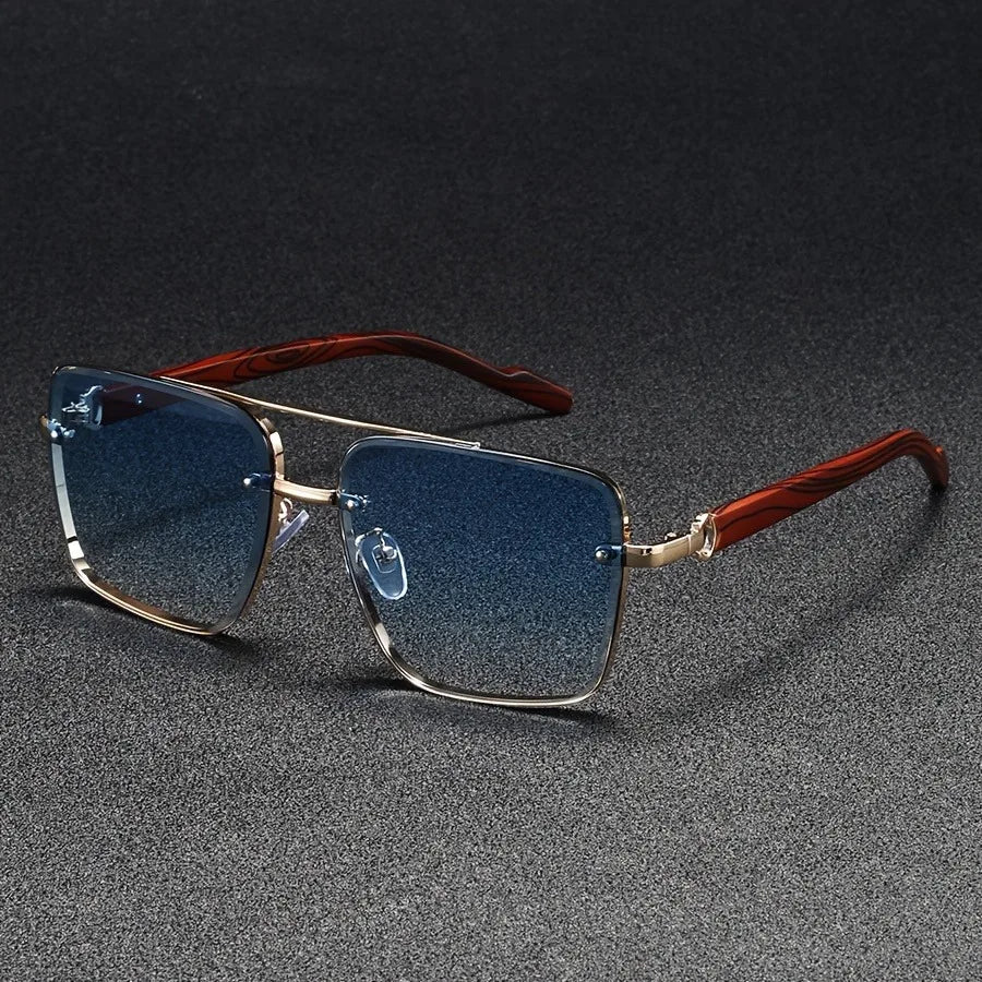 Frameless Square Sunglasses - Lightweight Contemporary Fit Minimalist Square Sunglasses for Travel and Everyday Wear