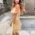 Fringe Cocktail Dress - Elegant Sequin Evening Silhouette