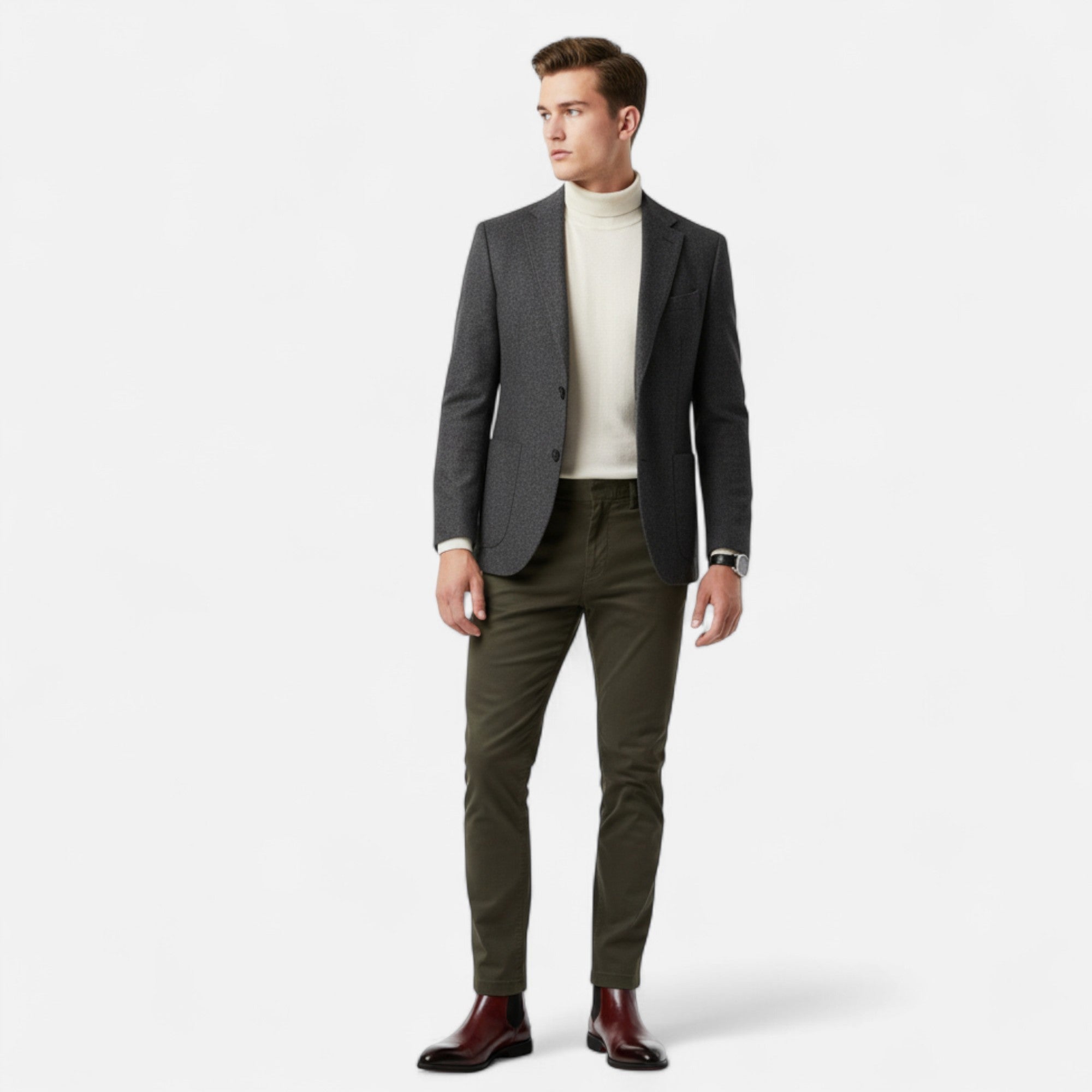 Men's Chelsea Boots Polished Black with Red Sole