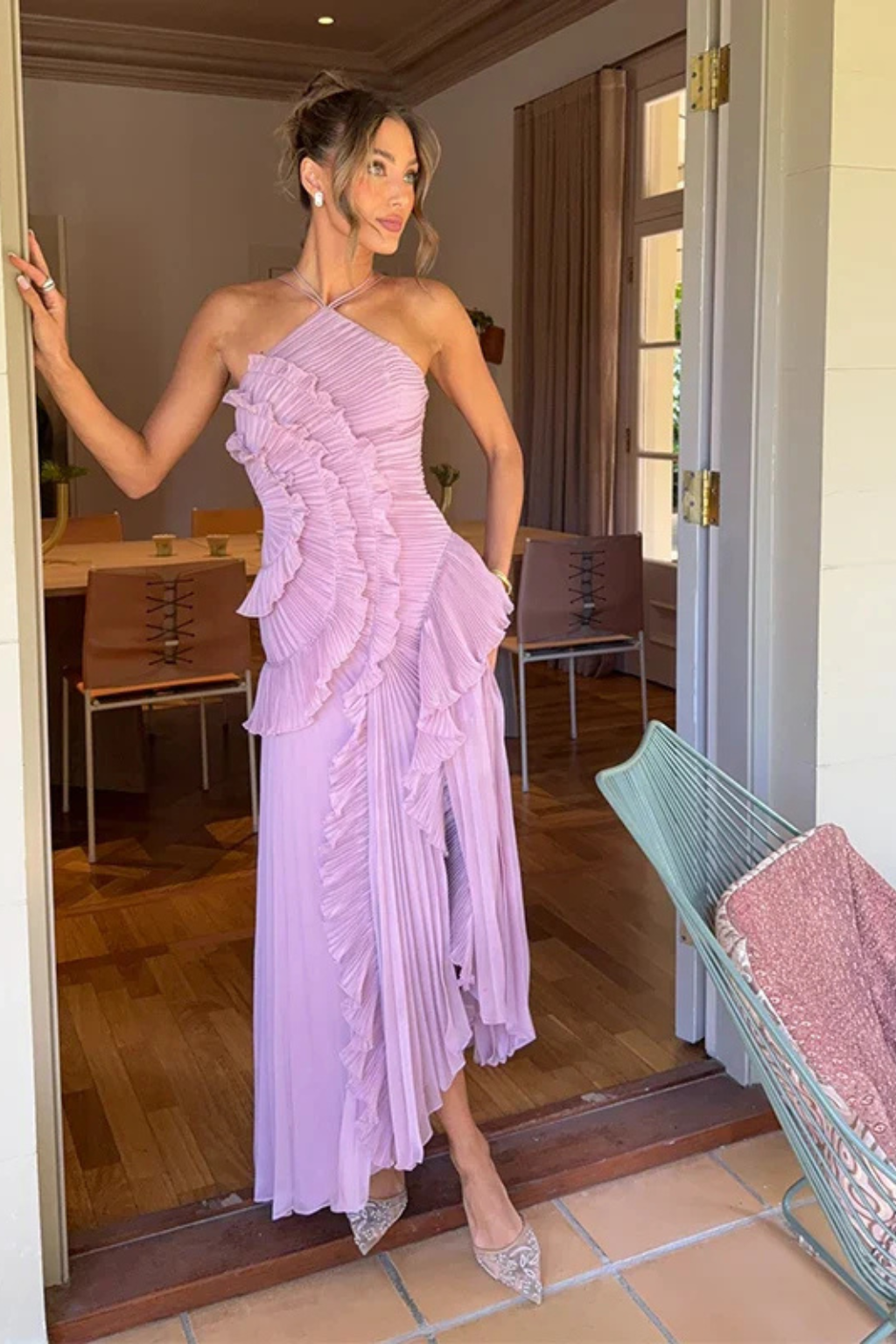 Halter Maxi Dress - Elegant Occasion Silhouette