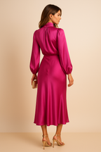 High-Waisted Midi Dress - Elegant Refined Silhouette