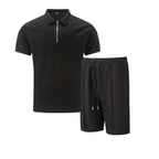Co-Ord Set - Zip-Neck Polo Shirt & Shorts Everyday Casual Essential