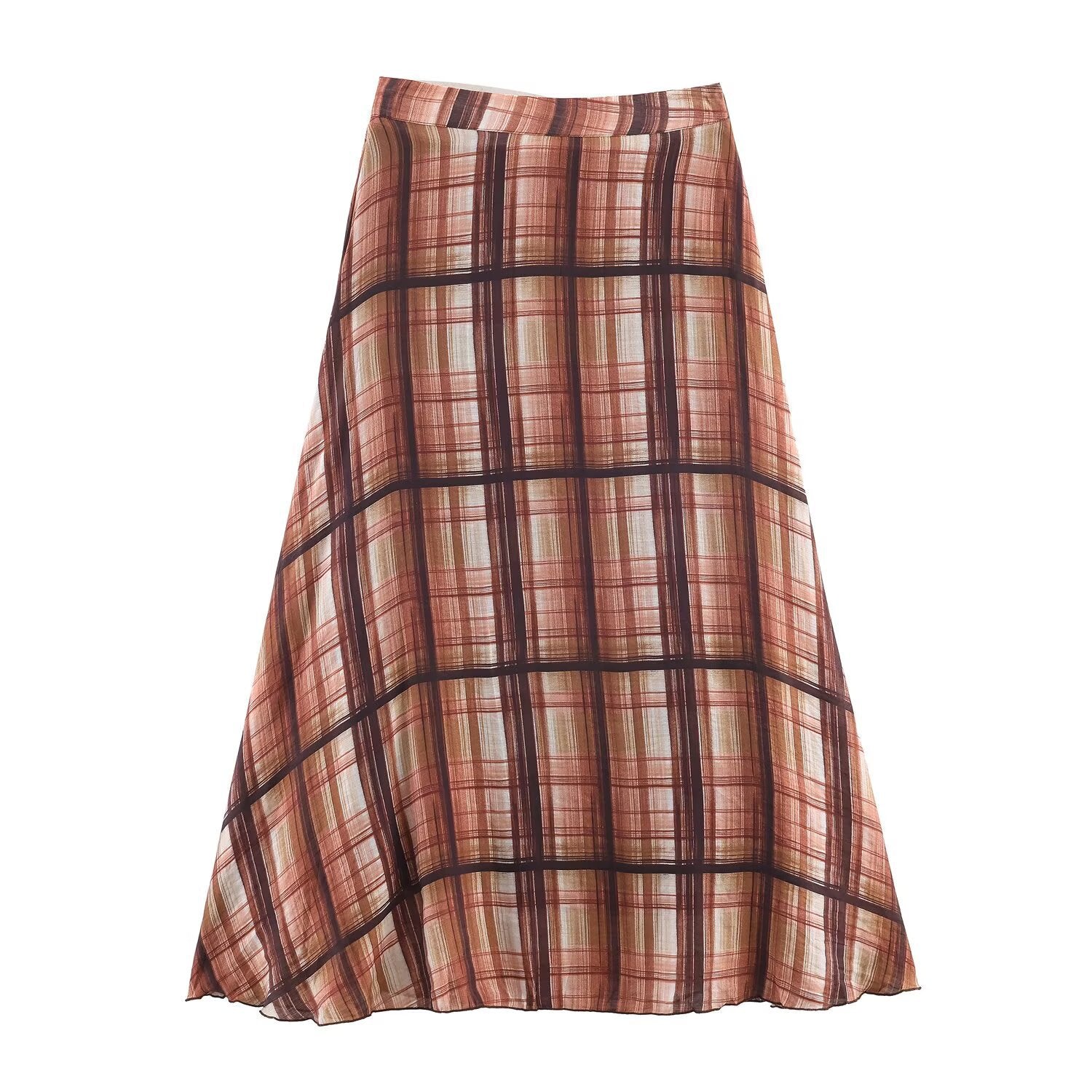 Check Tiered Maxi Skirt - Sheer Flowing A-Line Silhouette for Effortless Styling