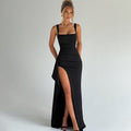 Open Back Slip Maxi Dress - Elegant Silhouette for Formal Occasions