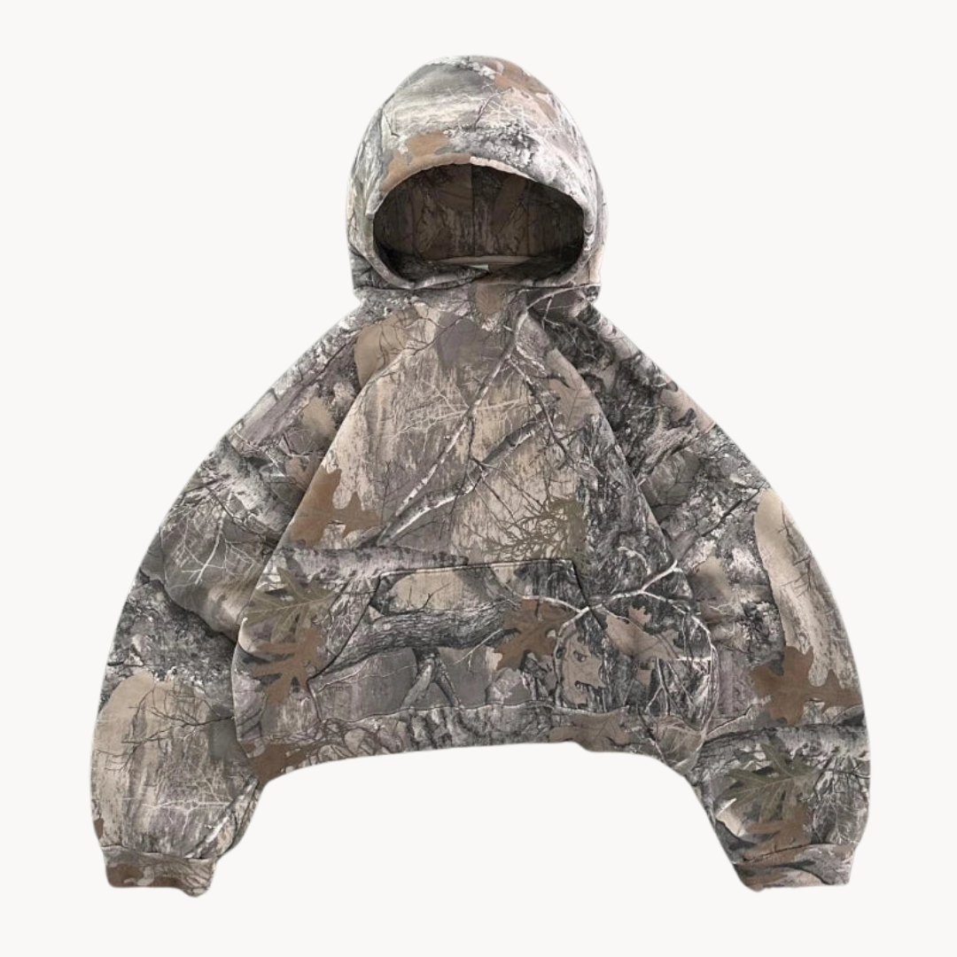 Oversized Camouflage Hoodie - Relaxed Streetwear Fit Oversized Utility Hoodie for Everyday Casual Layering
